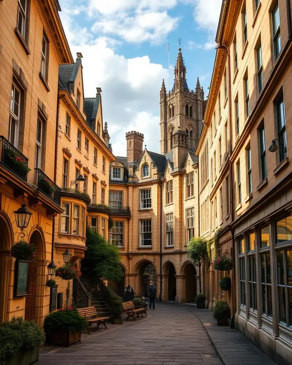 Georgian honey-stone streets in the city of Bath