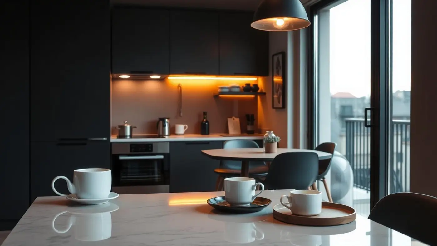Modern kitchen and dining area in a professionally managed short-let