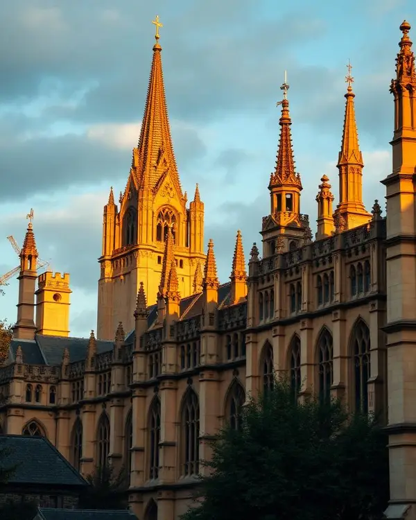 Oxford's honey-coloured college spires in golden light