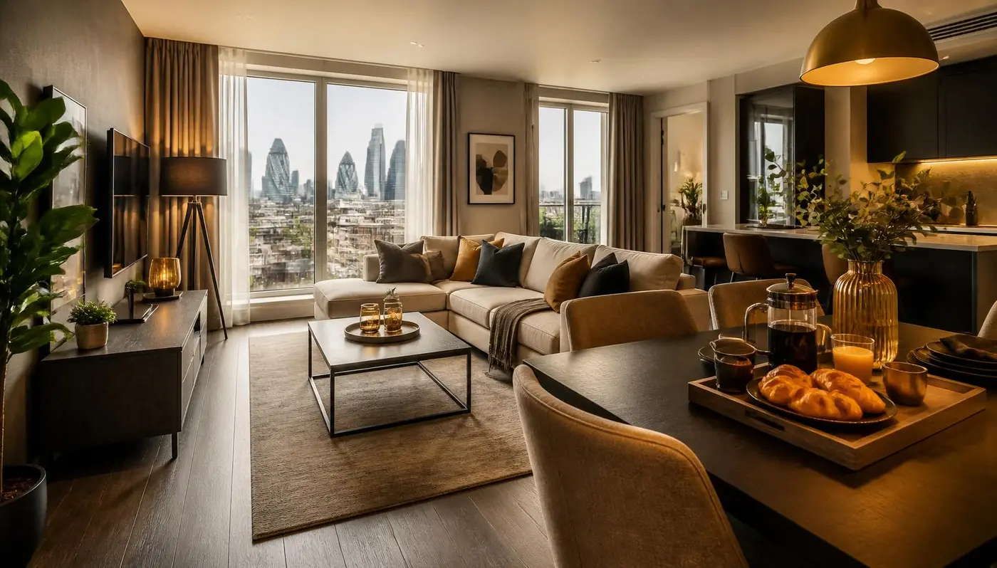 Beautifully staged open-plan living and dining interior